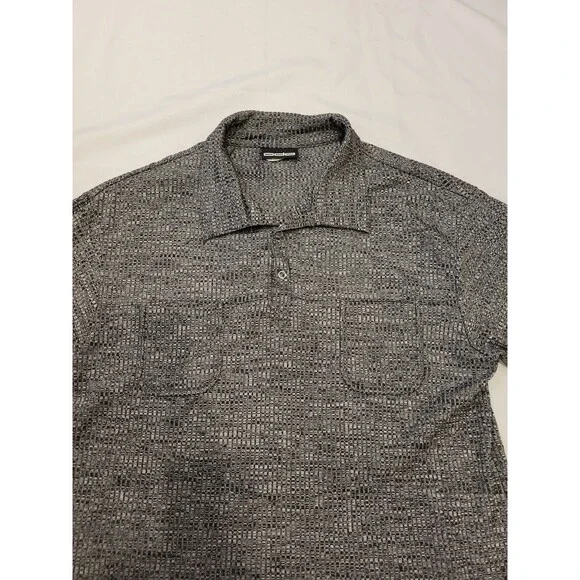 Vintage Odo Mens Polo Shirt Fits Medium Silver Black Shiny Disco Club Party - Picture 2 of 10